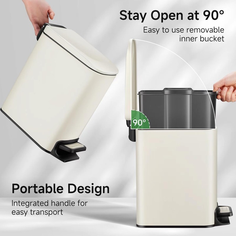TIPGO Slim Bathroom Trash Can with Lid Soft Close, 6