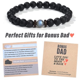 THEMEROL Bonus Dad Gifts Step Dad Fathers Day Gifts from Daughter Son Father's Day Gift Ideas Men Beaded Bracelets Birthday Gift Unique Cool Bracelet Christmas Stocking Stuffers Him Valentines
