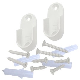 Oval Closet Rod End Supports | Rear Pin Type | 15mm x 30mm | Gloss White | 4 Pack