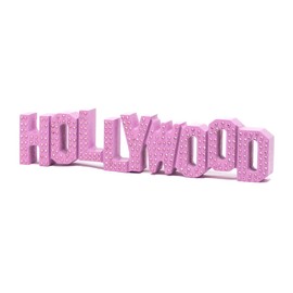 Smith Novelty Hollywood Sign Replica - Wood (12 Inch, Pink w/Rhinestones)