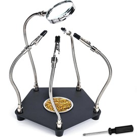 Third Hand Soldering Tool, Helping Hands Soldering Station, 4 Flexible Welding Alligator Clamps and Magnifying Glass, Soldering Clamp Tool with Sturdy Base for Welding Repair Hobby DIY