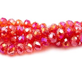 Vintageparts Faceted Glass Beads in Red 6 x 4 mm Pack of 50 for Jewellery Making Yourself Pearl Necklace Bead Bracelet Necklace