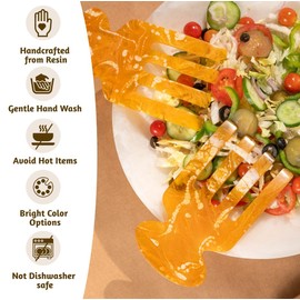 Folkulture Salad Hands - Resin, (8 ") Orange Serving Utensils Set of 2 for Table Decor, Stylish Salad Servers or Salad Tongs for Mothers Day Gifts, Decorative Salad Serving Utensils for Home