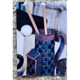 Unbranded Golf Bag Pencil Holder Plastic Canvas Kit - Includes canvas, pencils,  and poms
