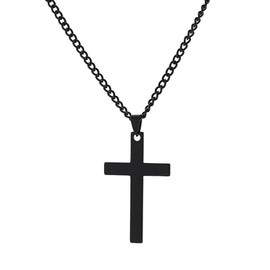 Classic Cross Pendant Chain Necklace Bling Rhinestone Crystal Cross Pendant Necklace For Woman Mens Party Gifts Jewelry-C Black