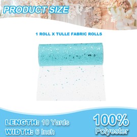 PATIKIL Tulle Fabric Rolls, 6 Inch by 10 Yards Fabric Spool Tulle Sparkling Ribbon Netting Sequin for DIY Tutu Skirts Crafts Wedding Party Decorations, Teal Blue