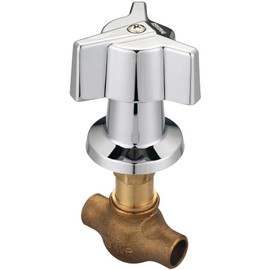 Central Brass 80607-C1/2 Tile Stop Rough-In Valve Combo 1/2" CXC Direct Sweat Inlets / 1/2" Taper NPT Pipe in Chrome