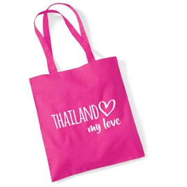 huuraa Jute Bag Thailand My Love Gift Bag 10 Litres Cotton Thailand Present, fuchsia