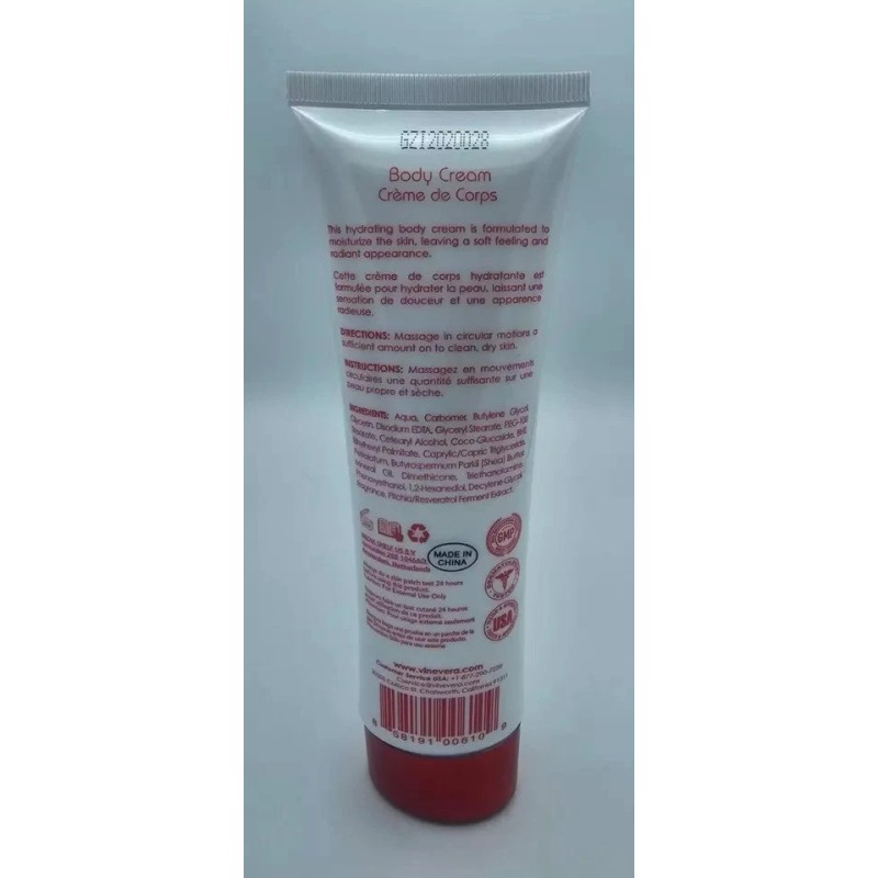 Vine Vera Resveratrol Skin Care Body Cream 140G/4.9Oz