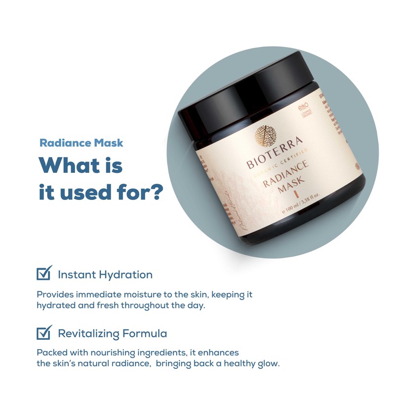 Bioterra Organic Radiance Face Mask, Natural Ingredients, Intense Hydration Formula,