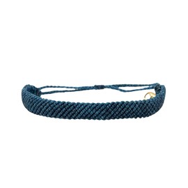 Pura Vida Flat Wide Woven Bracelet, Marine Blue, Cuff Style