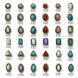 72Pcs Western Nail Charms, 3D Turquoise Daisy Nails Art, Vintage Cowboy Nail Charms for Nails Women Valentines Wedding Prom Decorations