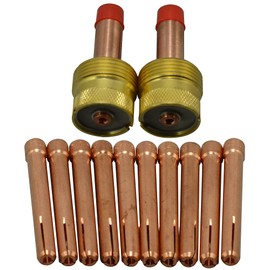 RIVERWELD TIG Gas Lens Collet Body Jumbo Large Diameter 45V64 10N24 3/32" & 2.4mm Assorted Size Kit Fit SR WP 17 18 26 TIG Welding Torch 12pcs
