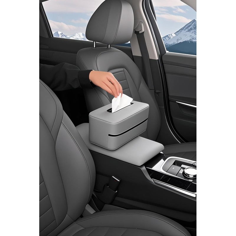 HOLDCY Car Tissue Holder - Universal Soft PU Leather Box