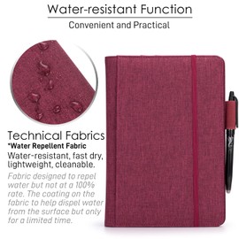 Folio Cover for Rocketbook Fusion, Everlast, Wave, Executive Size, Waterproof Fabric, Multi Organizer with Pen Loop, Business Card Holder, Ultra Slim, fits A5 Size Notebook, 9.4 x 6.3 inch, Fuchsia