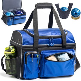VIGEGARI Double-Layer Bowling Ball Bag for 2 Balls with 2 Bowling Ball Cup Stand & Microfiber Ball Polisher Bag - Bowling Ball Tote with Pockets for Bowling Shoes & Bowling Accessories
