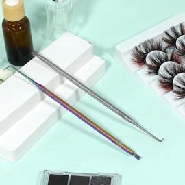 Herramienta de elevación de pestañas 2 en 1, 2 piezas de acero inoxidable para levantamiento de pestañas y tinte, suministros profesionales para levantamiento de pestañas de metal, herramienta