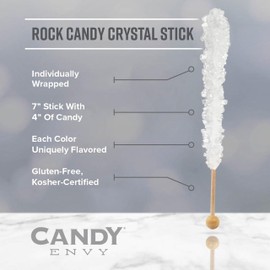 Candy Envy Mermaid Rock Candy Crystal Sticks - 18 Indiv. Wrapped - Pink, Light Blue, Lavender