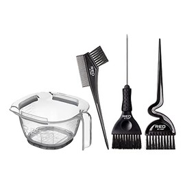 Red by Kiss Hair Coloring Kit, Hair Bleach Set - Mixing Bowl & Dye Brush (3PCS)