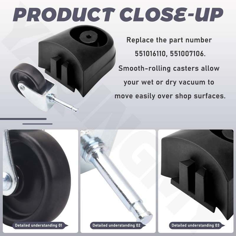 2 Pcs 551016110 Vacuum Caster & 551007106 Caster & Foot
