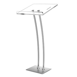 Devloutt 45" Acrylic Podium Stand, Ultra Clear Iron Pulpit for Churches, Modern Podium Lectern for Conferences, Speeches, Classrooms, 44.9"H x 23.6"L x 15.7"W