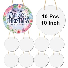 10 Pcs Sublimation Door Hanger Blanks, 10 Inch Aluminum Sublimation Metal Sign Blanks Door Hangers for DIY Crafts Door Christmas Home Decor Round