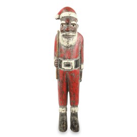NOVICA Hand Carved Painted Wood Holiday Decor Santa Claus Sculpture, Father Christmas'