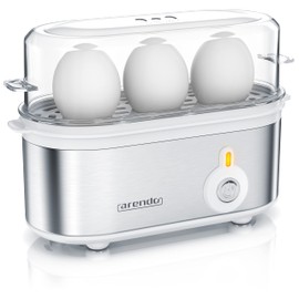 Arendo - Threecook Stainless Steel Egg Cooker - Egg Cooker - One Off Switch - Selectable Hardness - 210 W - 1-3 Eggs - BPA-Free - White