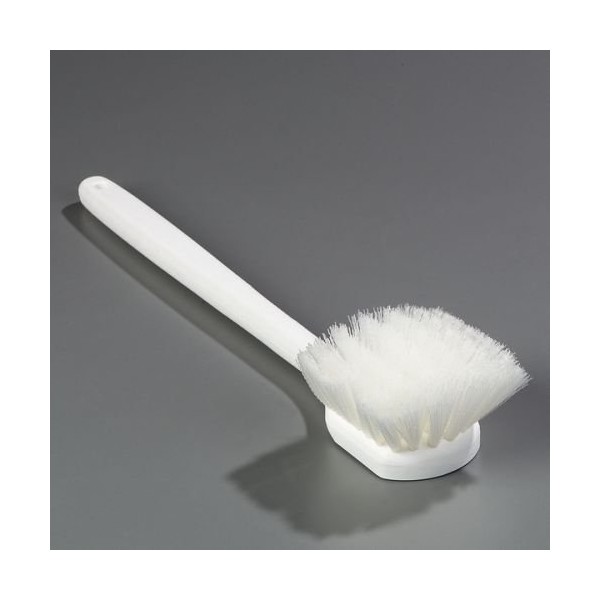 Carlisle 36620L00 Flo-Pac Plastic Handle Utility Scrub Brush, Nylon Bristles, 20" Length, 2" Bristle Trim, White, 1 Count