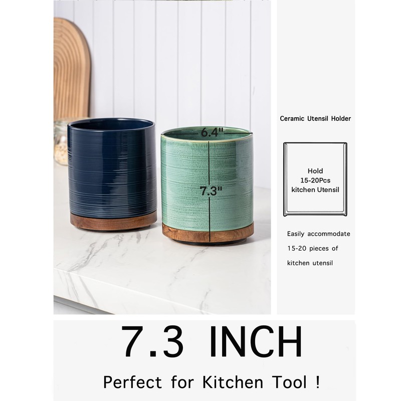 Utensil Holder, 360° Rotating Extra Large Ceramic Kitchen Utensil Holder