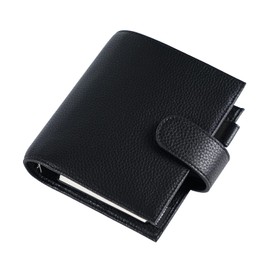 Moterm Pocket Luxe Ring Planner - Genuine Leather Binder Organiser (Pebble Black, 30 mm Ring)