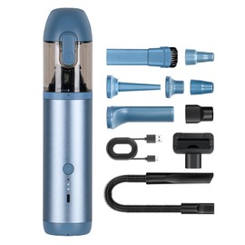osvdo Car Vacuum Portable Cordless, Handheld Car Vacuum with Flexible Hose, Mini Dustvac 2.5H Type-C Charge, Car Vacuum Cleaner High Power 16000PA for Car Interior Home Office (Blue)