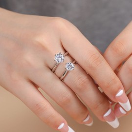 Ladylike 1-1.5CT Moissanite Engagement Rings for Women 18K Gold Plated Sterling Silver Six Prongs Round Cut Solitaire Moissanite Diamond Promise Rings D Color VVS1 Clarity Wedding Engagement And