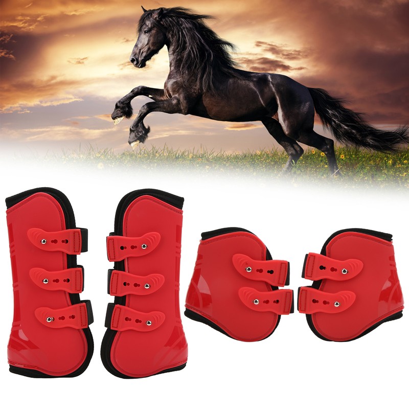 4pcs Horse Leg Guard PU Neoprene Front Hind Horse Tendon