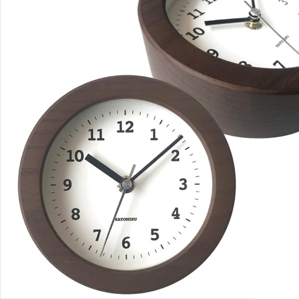 KATOMOKU Dual use clock 5 km-112BRRC Brown Radio Clock Continuous Second Hand