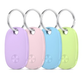Air Tracker Tags-4 Pack, Bluetooth Tracker Works with Apple Find My APP (iOS Only), Keys Finder and Item Locator for Luggage, Backpack, Suitcases, Replaceable Battery (Pink Green Purple Blue)