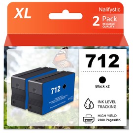 Remanufactured 712XL 712 XL Black Cartridges 80ml for HP 3ED70A 3ED71A DesignJet T650 T630 T250 T230 T210 Studio Printer (3 Black)