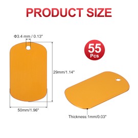 PATIKIL Metal Stamping Blanks Tags 2", 55 Pcs Anodized Aluminum Blank Dog Tags Rectangle Laser Engraving Blanks ID Name Tag with Hole for Pet Craft DIY Decorative, Gold