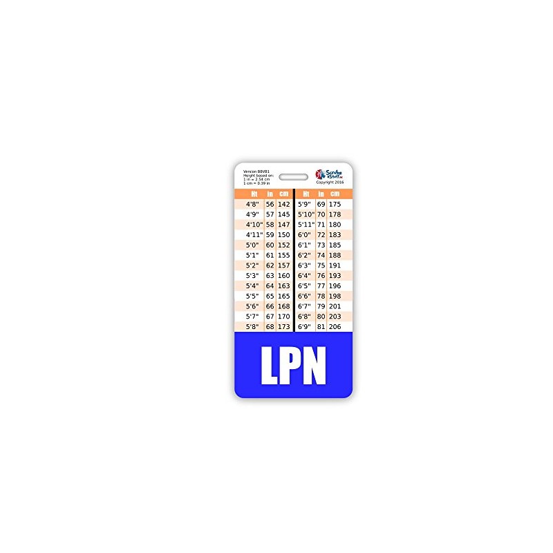 LPN Badge Buddy Vertical w/Height & Weight Conversion Charts (Blue)