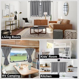 DWCN Grey Curtains for Small Window, Bedroom, Living Room, Kitchen, Basement, Nursery, Office - 42 x 36 Inch, Noise Reducing - 1 Pair