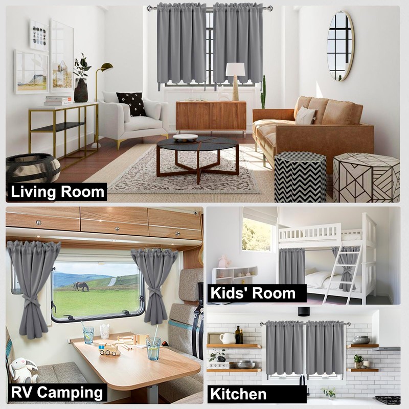 DWCN Grey Curtains for Small Window, Bedroom, Living Room, Kitchen,