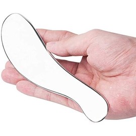 HEALTHANDWEALTH™ Premium Stainless Steel Gua Sha Tool – Metal Gua Sha for Face, Neck & Body – Reduces Puffiness, Firms Skin, Relieves Tension, Supports Lymphatic Drainage – 85g (Silver- S Shape)