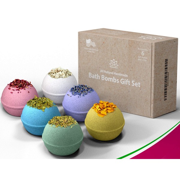 Christmas Organic Bath Bombs Gift Set For Women - All Natural Bombs with Bath Dead Sea, Epsom and Himalayan Salts, Apricot Oil - Best Gift Idea for Her, Mom, Wife, Mother, Grandma, Girlfriend, Sisters