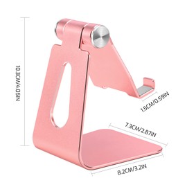 Bidponds Phone Stand,Adjustable Cell Phone Stand for Desk,Aluminum Alloy Cell Phone Cradle Cell Phone Holder for Desk,Rose Gold