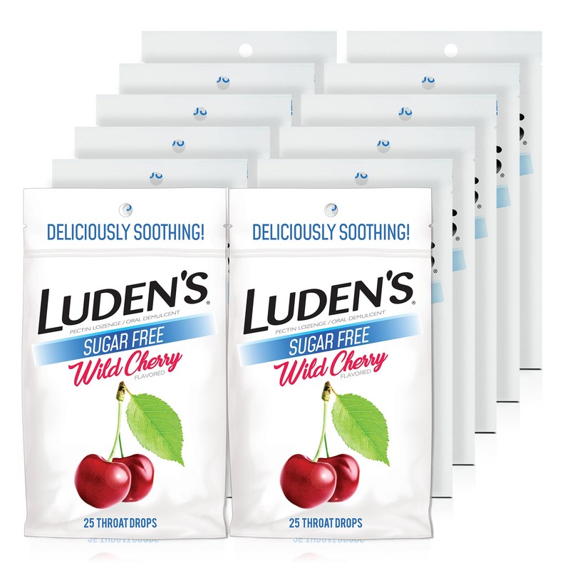 Luden's Sugar Free Wild Cherry Throat Drops, Sore Throat Relief,