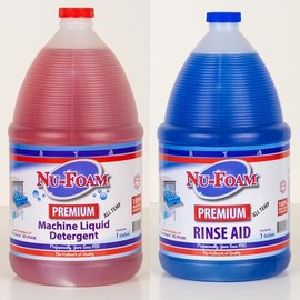 Nu-Foam Premium Commercial Dishwasher Detergent and Rinse Aid Set, 1 Gallon Each