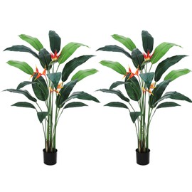 Artificial Bird of Paradise Plant 7FT(84in) Fake Palm Tree for Indoor Outdoor Modern Decor Faux Tree for Home Office Perfect Housewarming Gift with 17 Trunks Faux Leaves & 3 Flowers 2 Pack