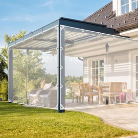 Clear Tarps Heavy Duty PVC Transparent Tarp with Zipper Waterproof Dustproof Windproof Anti-Tear Tarpaulin with Grommets & Ropes for Greenhouse,Patio,Garden,Outdoor (7.9' x14.8'（2.4x4.5m）)