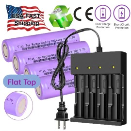 Skywolfeye 4 Pack 3.7v Rechargeable Batteries 2600mAh with Charger for Flashlight Toys - 10 Pack