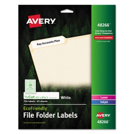 Avery 48266 EcoFriendly Labels- 2/3 x 3 7/16- White- 750/Pack